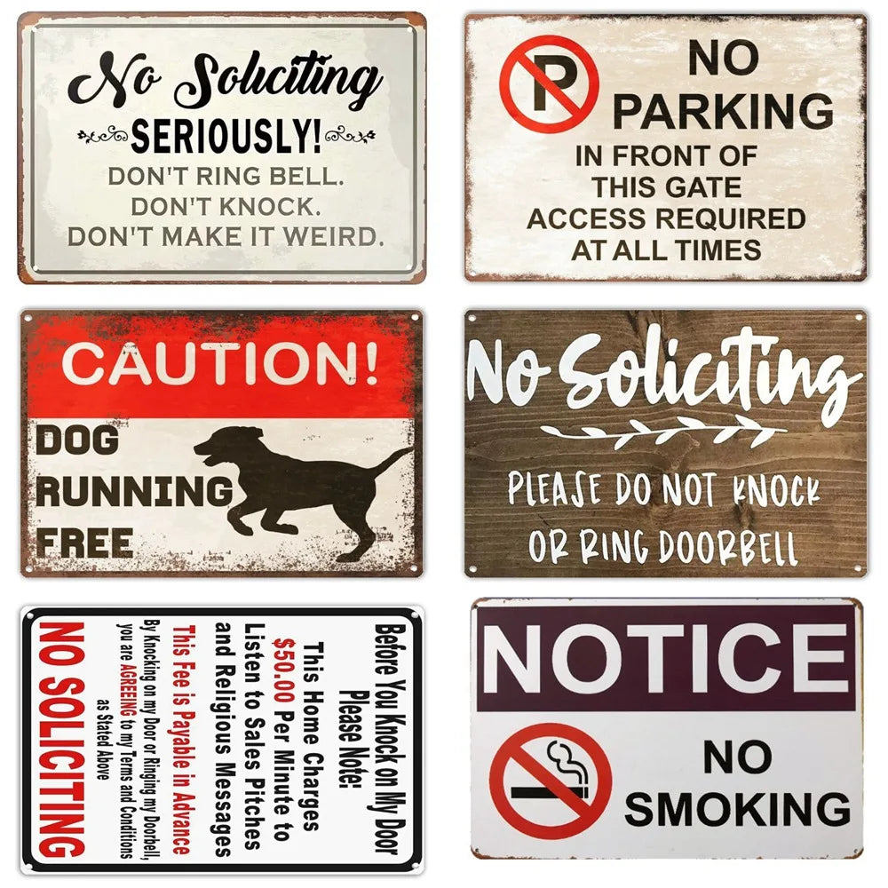 Funny No Soliciting Vintage Metal Tin Sign