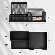 Black Mesh Desk Organizer with 3 Compartments