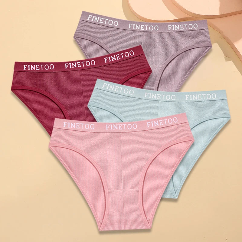 FINETOO 4Pcs Cotton Breathable Panties