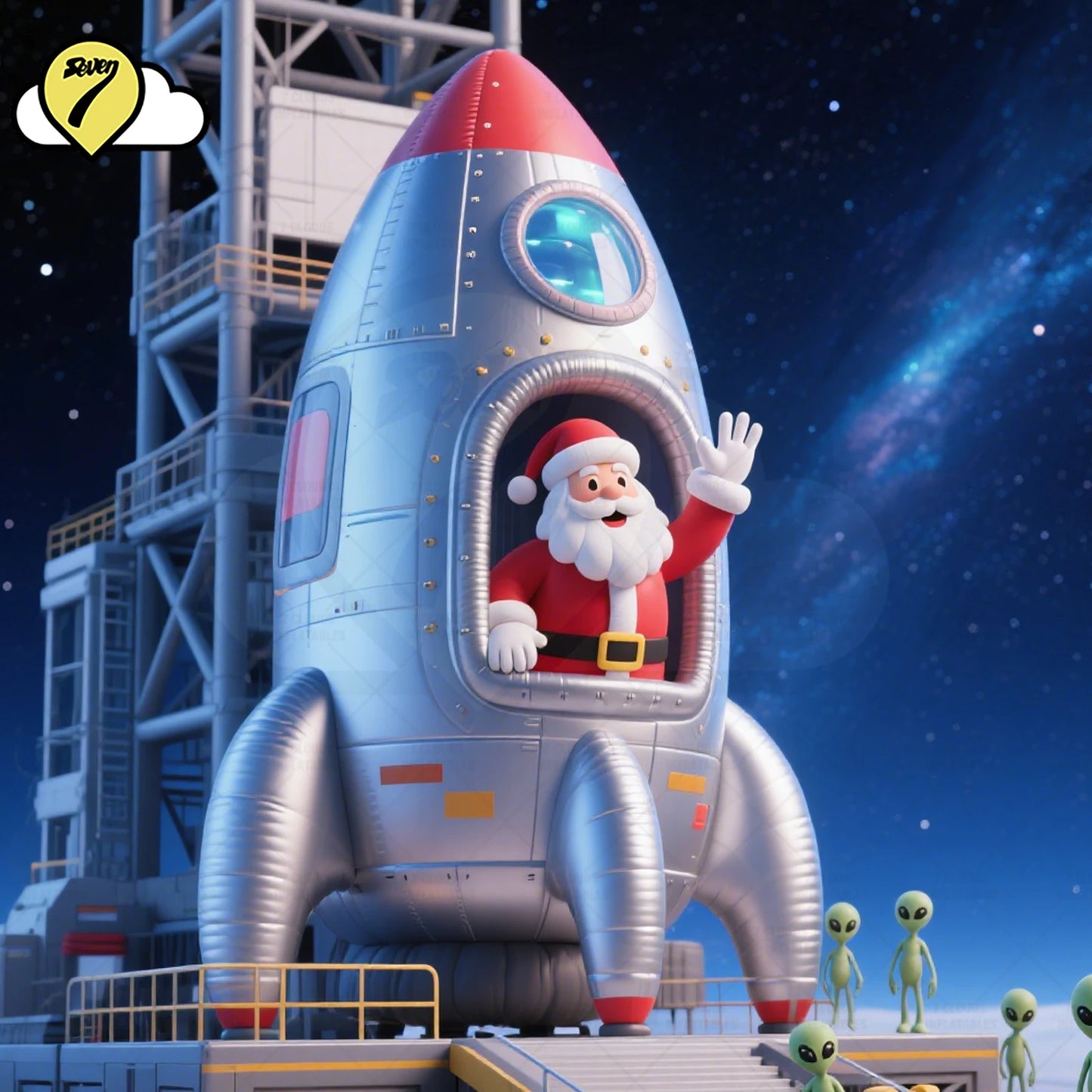 10FT Giant Christmas inflatable Santa Claus with Rocket