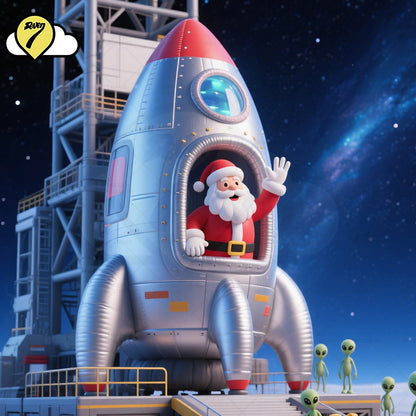 10FT Giant Christmas inflatable Santa Claus with Rocket