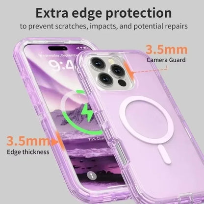 Rugged Shock Proof Magnetic Wireless Charging Clear Case for iPhone