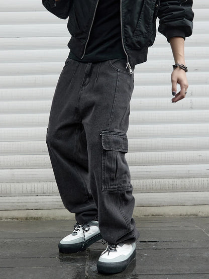 Oversized Baggy Wide-Leg Denim Cargo Pants