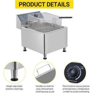 11L Stainless Steel Deep Fryer with Basket