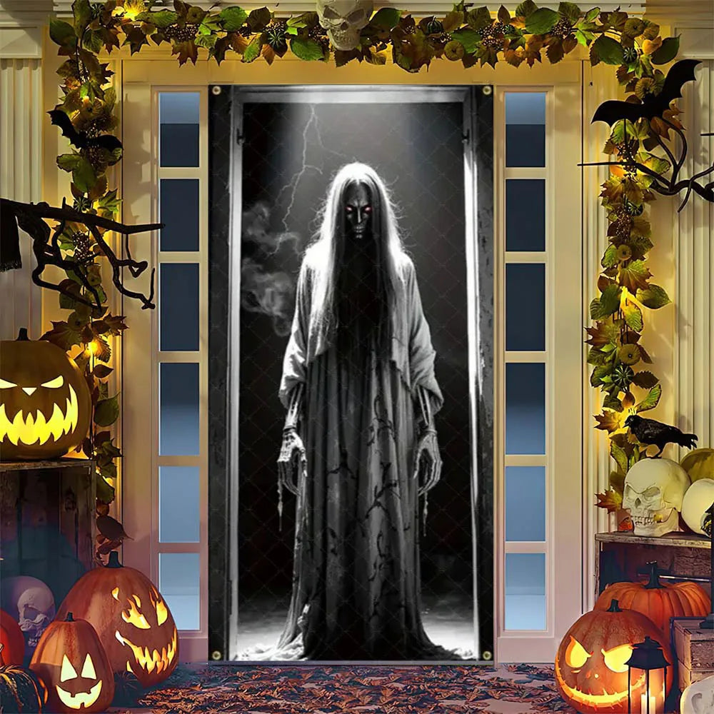Spooky Ghostly Clown Door Curtain Backdrop