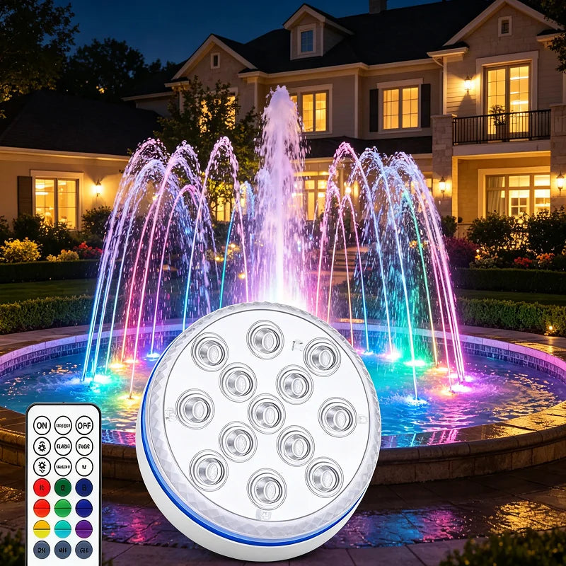 IP68 Waterproof Submersible LED Pool Light – Color-Changing RGB Underwater Lamp for Swimming Pools & Ponds