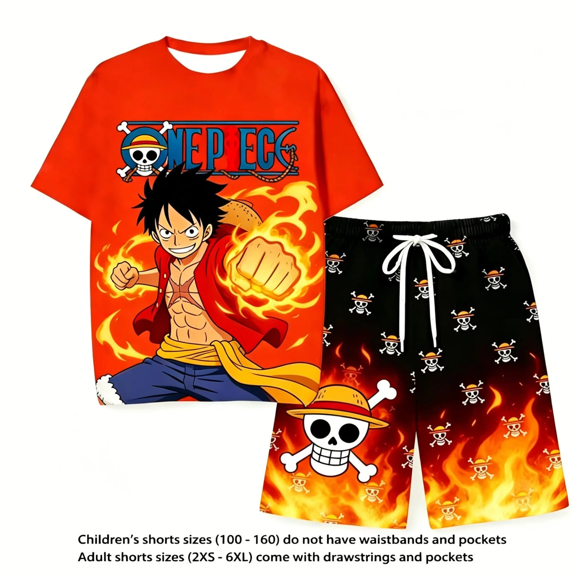 Anime One Piece Luffy 3D Print T-Shirt & Shorts Set