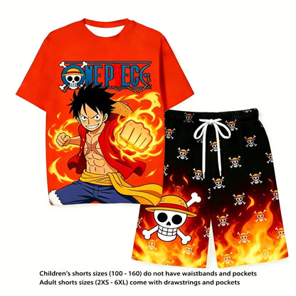 Anime One Piece Luffy 3D Print T-Shirt & Shorts Set