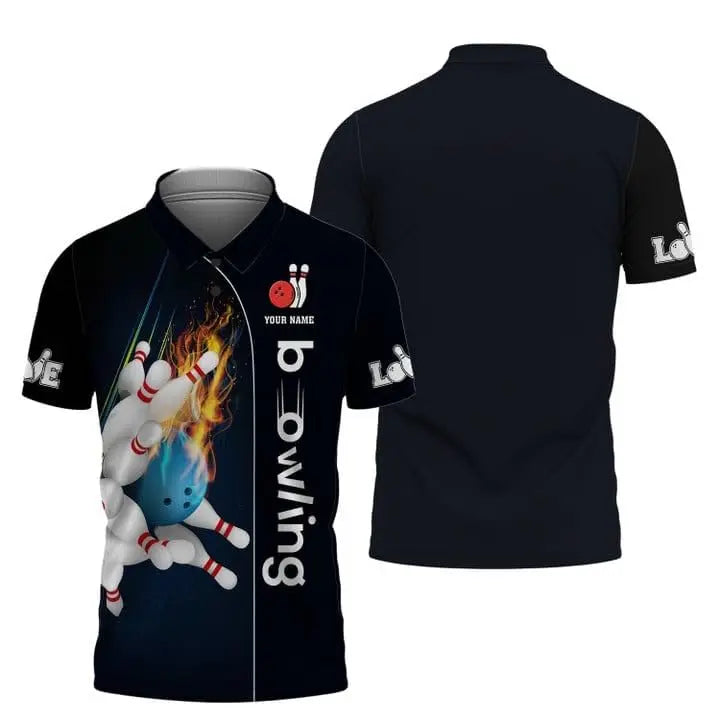 Custom Name Bowling Graphic Polo Shirt