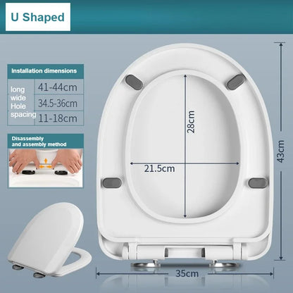 Quiet-Close Contoured Household Toilet Seat with Lid