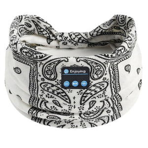 Wireless Bluetooth Floral Print Headband Headphones with Headset Microphone