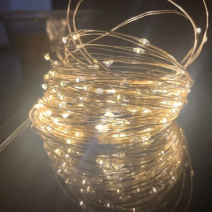 USB LED Copper Wire Fairy String Lights – 8-Mode Holiday & Party Garland