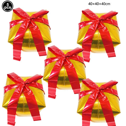 Large Santa Claus Foil Balloons & Christmas Tree Gift Box Decor
