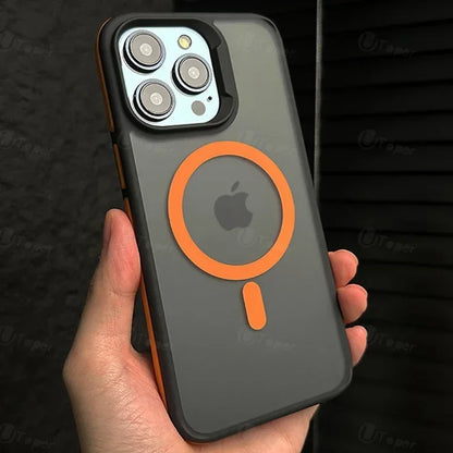 Bicolor Matte Frosted Magnetic Phone Case For iPhone