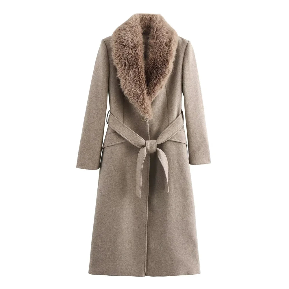 Women's Elegant Long Wool Blend Coat