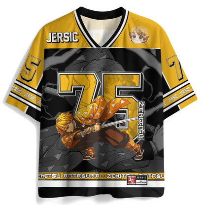 Demon Slayer Anime Oversize Jersey – Retro K-Pop Unisex Baseball & Hockey Sports T-Shirt