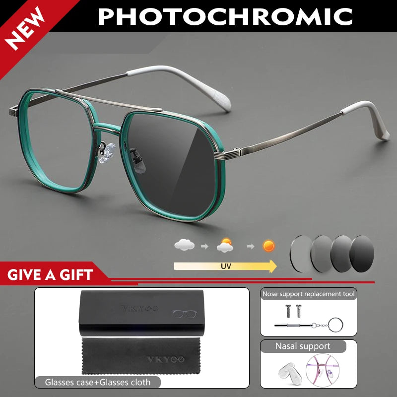 Retro Aviator Anti-Blue Light Glasses with Custom Reading Lenses