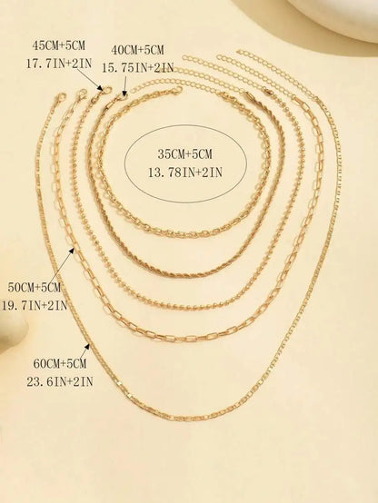 5pcs Simple Braided Bead Chain Necklaces