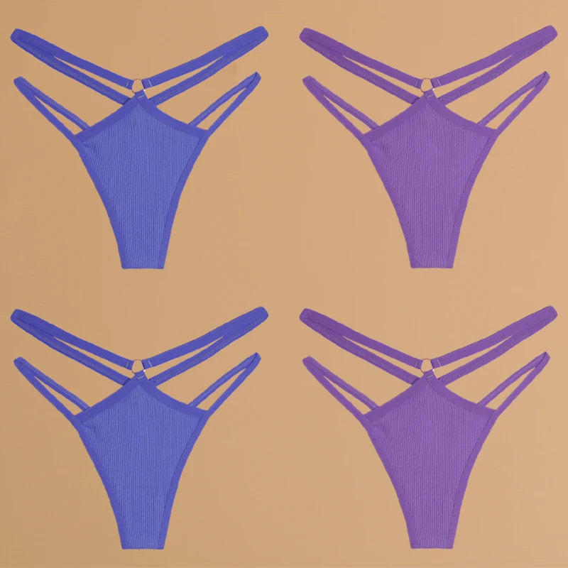 FINETOO 4Pcs Cotton Double Thin Thongs