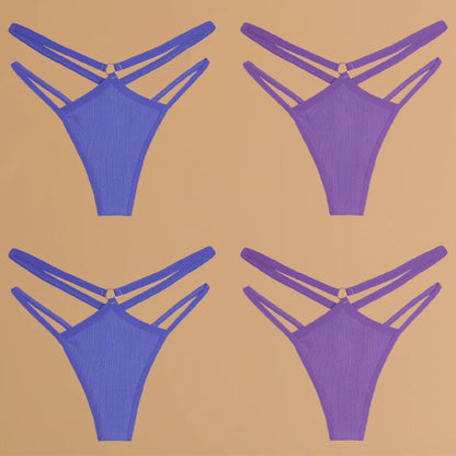 FINETOO 4Pcs Cotton Double Thin Thongs