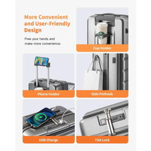 Airline Approved Front Pocket Hardside Travel Suitcase with Cup Holder & Charging Port