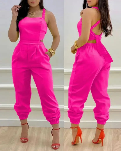 Open Back Printed Jumpsuit