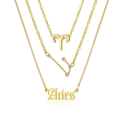 3-Piece Zodiac Constellation Layered Pendant Necklace Set