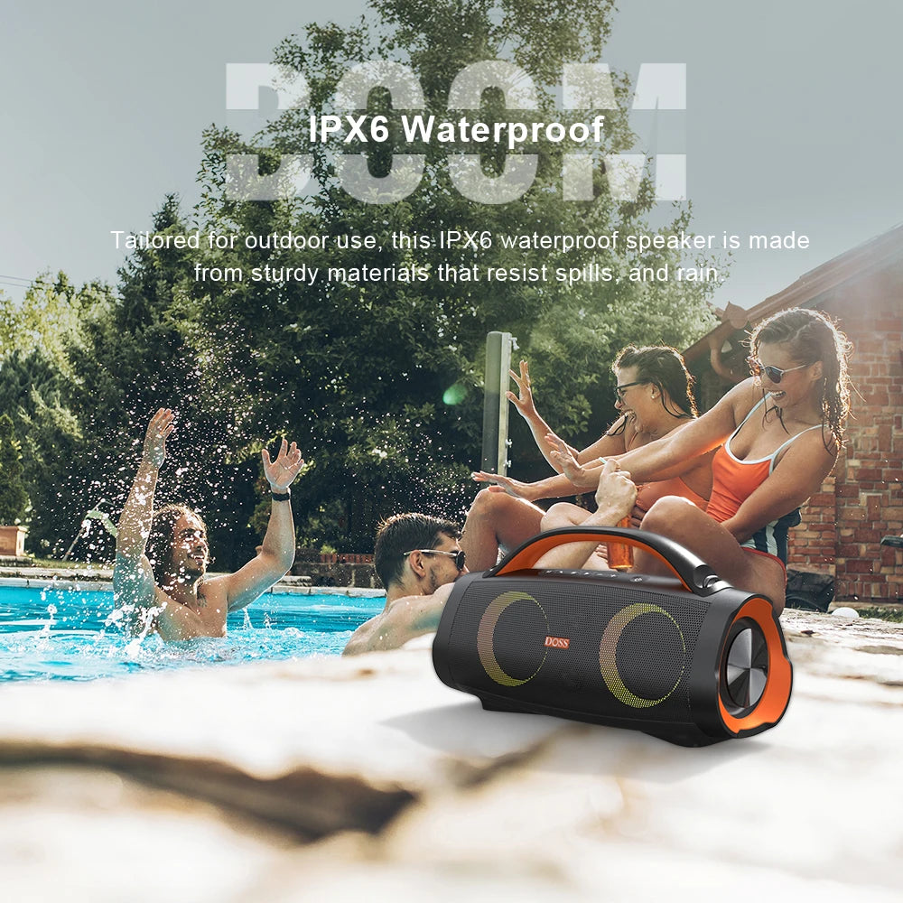 DOSS 100W Portable Bluetooth 5.3 Speaker – Outdoor IPX6 Waterproof Subwoofer