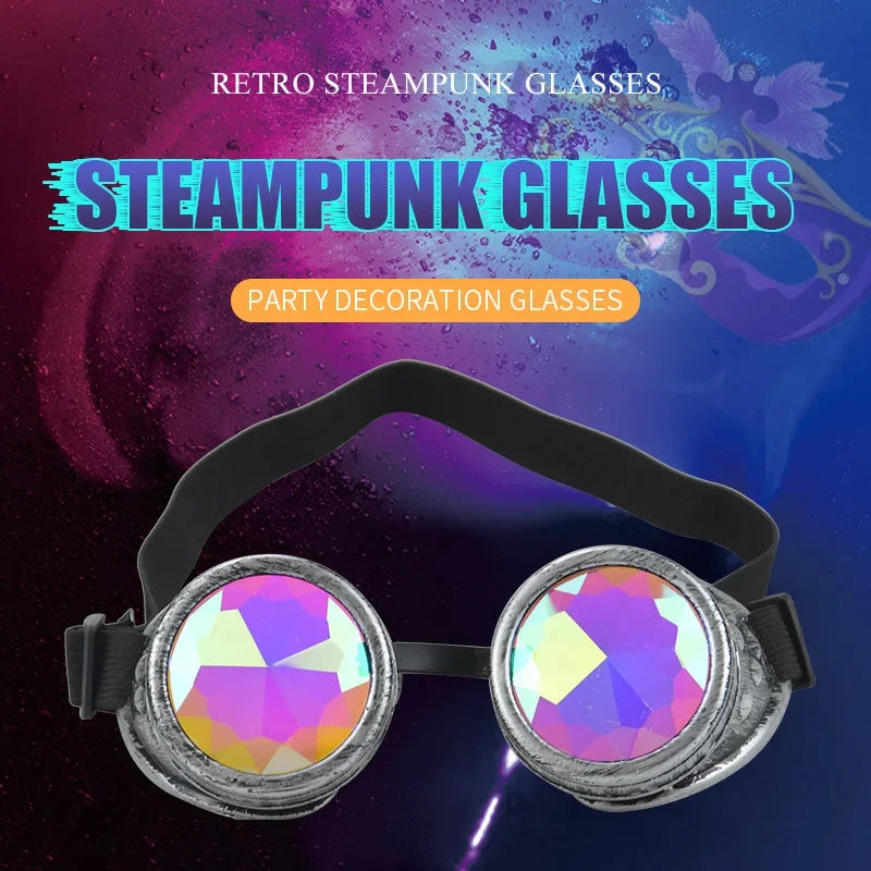 Retro Steampunk Kaleidoscope Goggles - Vintage Cyberpunk Party Glasses