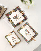 Horse Pattern Art Grid Ceramic Cigar Ashtray