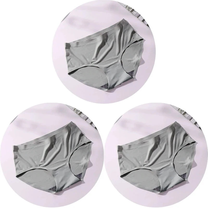 Women's Ice Silk Seamless Panties (3-Pack) – Mid-Waist Invisible Briefs