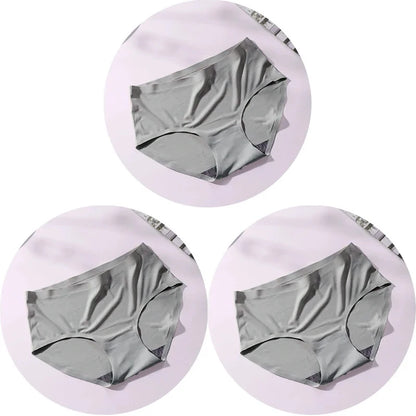 Women's Ice Silk Seamless Panties (3-Pack) – Mid-Waist Invisible Briefs