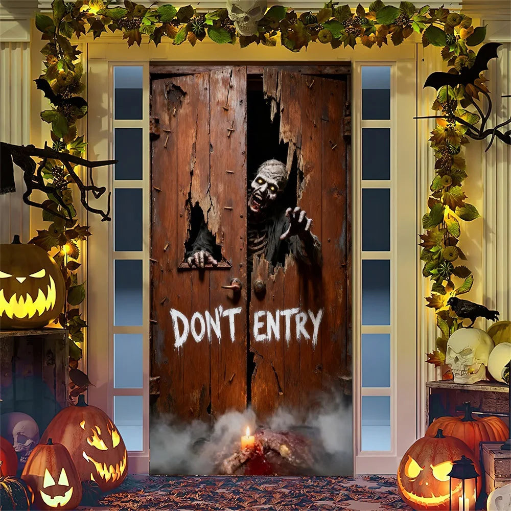 Spooky Ghostly Clown Door Curtain Backdrop