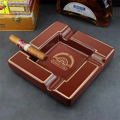 Large 4-Slot Ceramic Cigar Ashtray