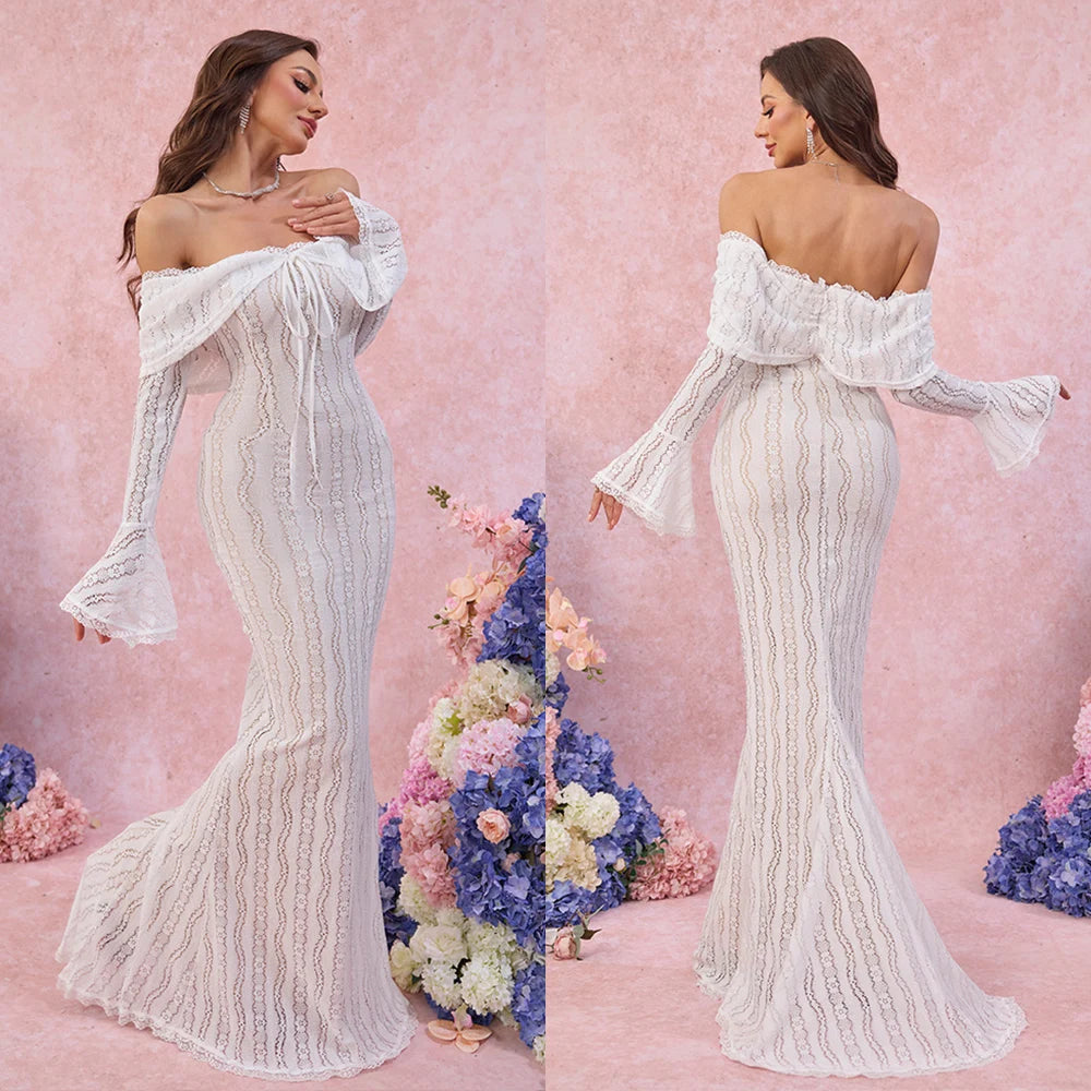 Suninheart Elegant Lace Bodycon Party Dress - Sleeveless V-Neck Evening & Event Midi/Maxi Gown