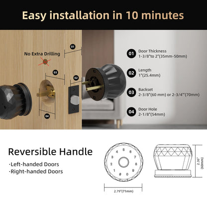 Viladepot Smart Lock Fingerprint Door Lock TYPE-C Interface App Control
