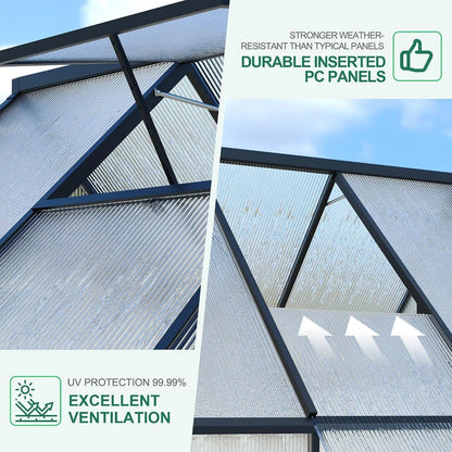 8x14 FT Heavy-Duty Walk-In Outdoor Greenhouse – Aluminum Frame & Polycarbonate Panels