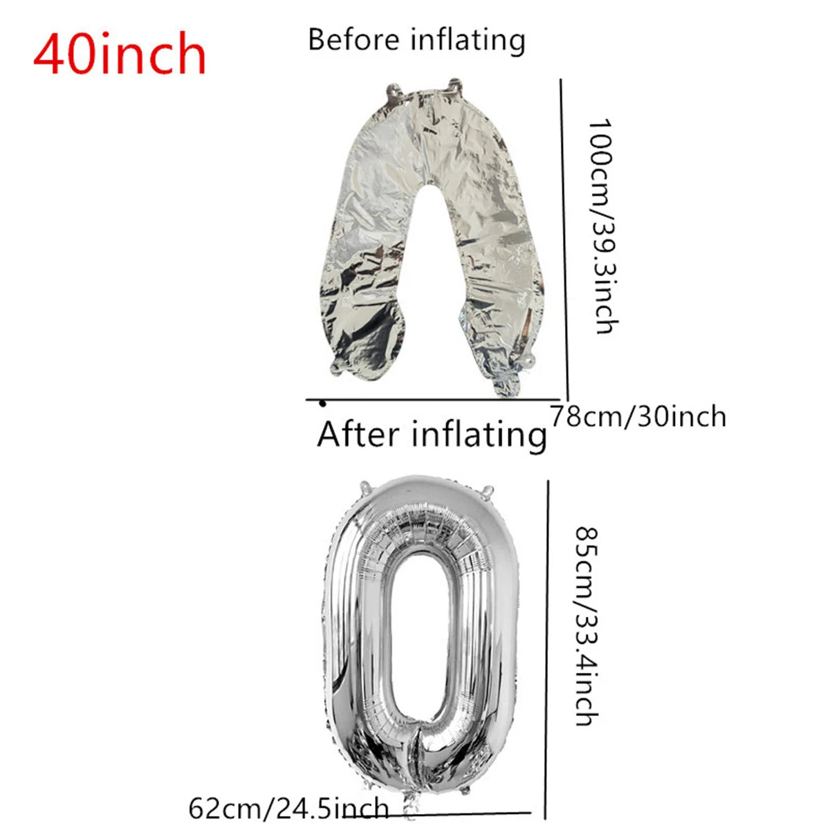 40-Inch Large Foil Number Balloons