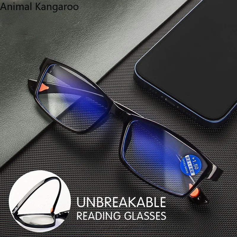 10-Pack Unisex Ultra-Light Anti-Blue Light Reading Glasses – Rectangle Frame Readers (+1.0 to +4.0)