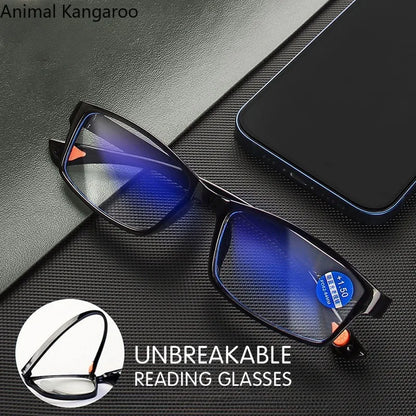 10-Pack Unisex Ultra-Light Anti-Blue Light Reading Glasses – Rectangle Frame Readers (+1.0 to +4.0)