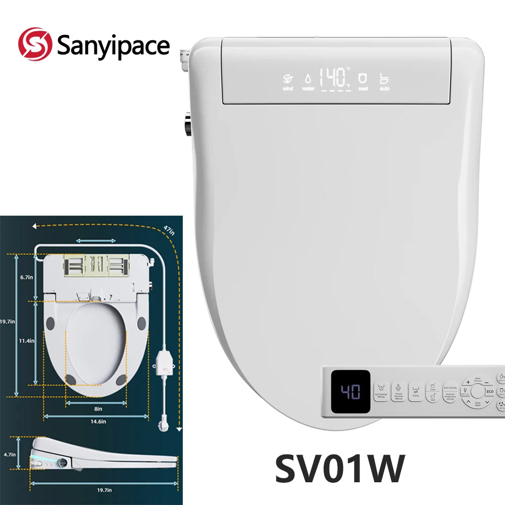 Sanyipace Smart Toilet Seat with Dual Nozzle for Rear Wash