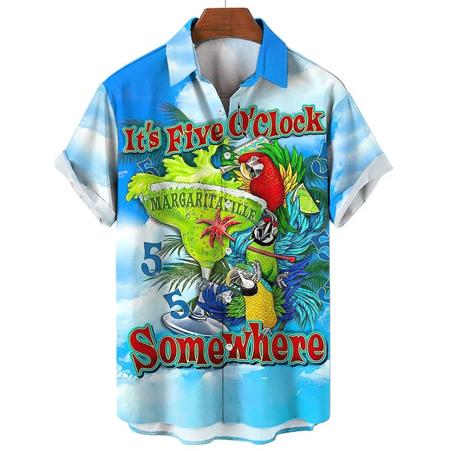 Vibrant Parrot Tropical Floral Print Shirt