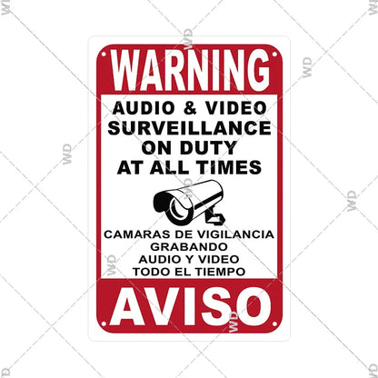 Warning Tin Sign - Vintage Private Property & Security Wall Plaque