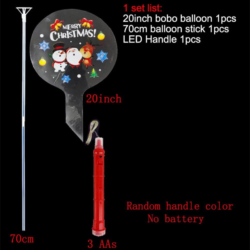 Christmas LED Light Up Bobo Balloons, 20 Inch Bubble Balloons with 3 Levels Flashing Handle