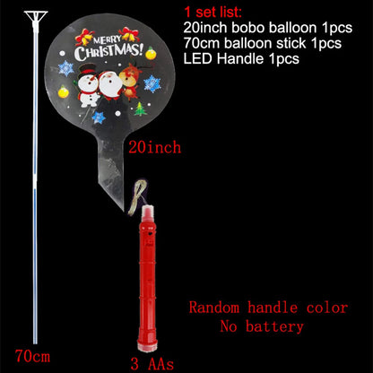 Christmas LED Light Up Bobo Balloons, 20 Inch Bubble Balloons with 3 Levels Flashing Handle