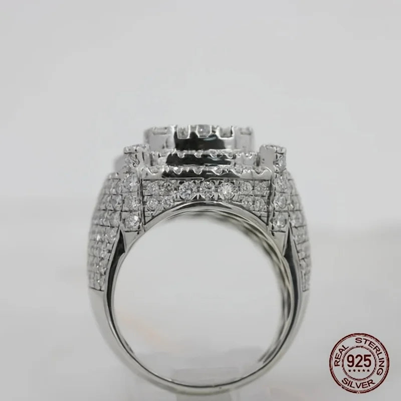 3Ct 925 Sterling Silver Cluster Ring
