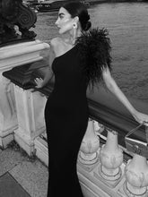 Black Sleeveless One Shoulder Elegant Long Dress