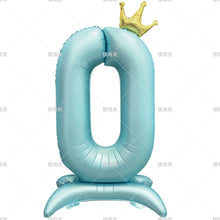 42" Colored Number Stand Foil Balloons with Crown Figures