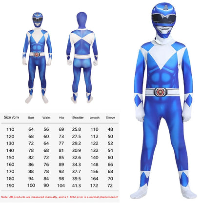Unisex Power Rangers Superhero Cosplay Costume – Full Body Zentai Jumpsuit & Mask Set