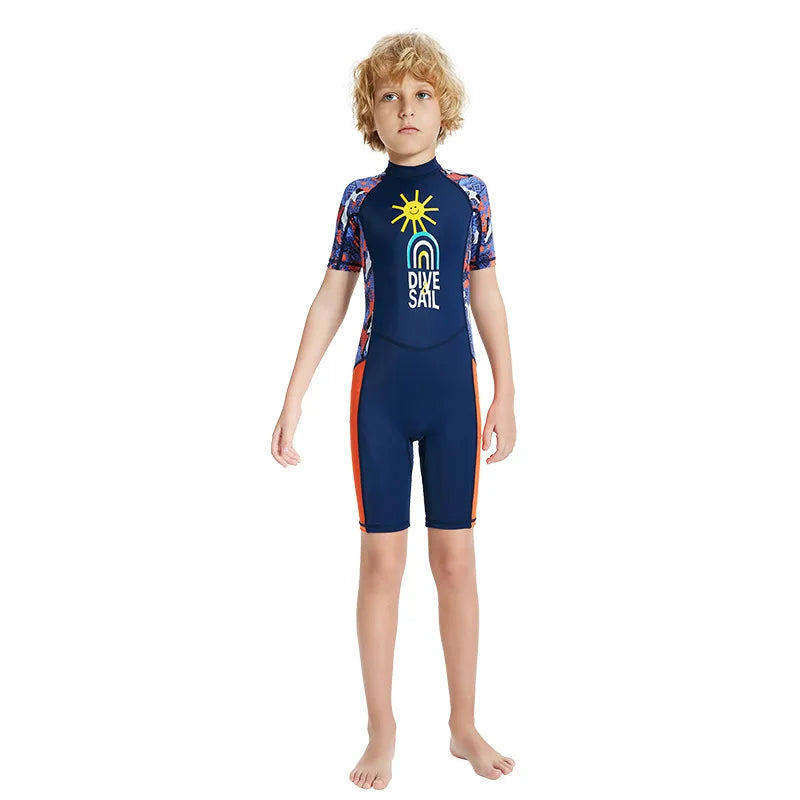 One-Piece Short-Sleeved Swimsuit